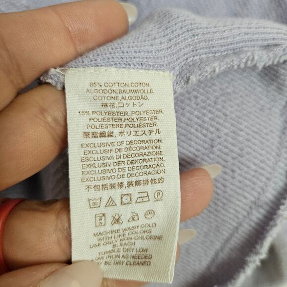 Free People Sleeves Like These Terry Pullover M Lavender Purpole Puff Cropped - Picture 8 of 8